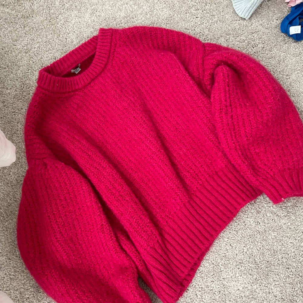 A new day drop shoulder balloon sleeve sweater